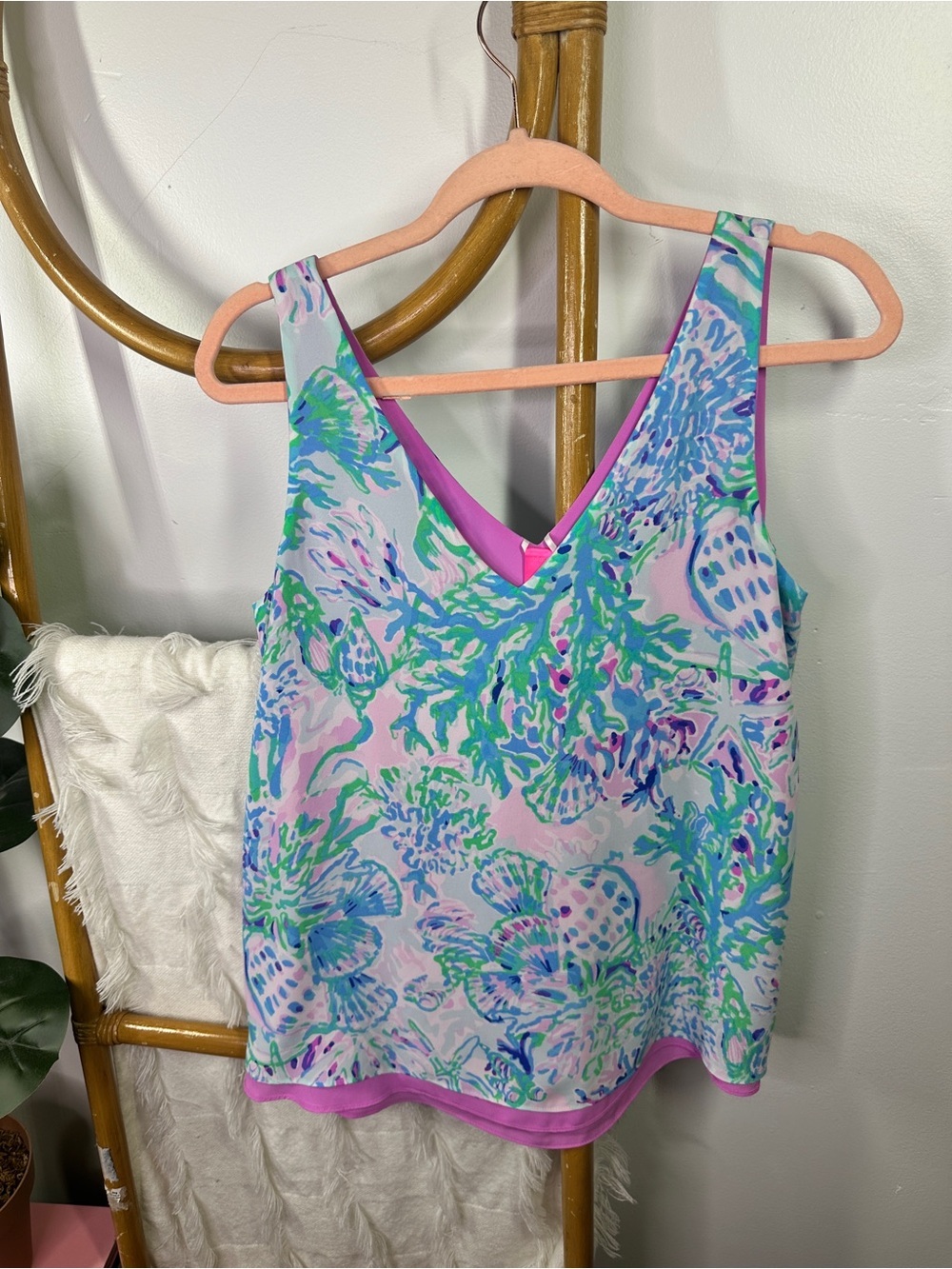 Lilly Pulitzer Florin Reversible Purple Tank Top Blouse sz S